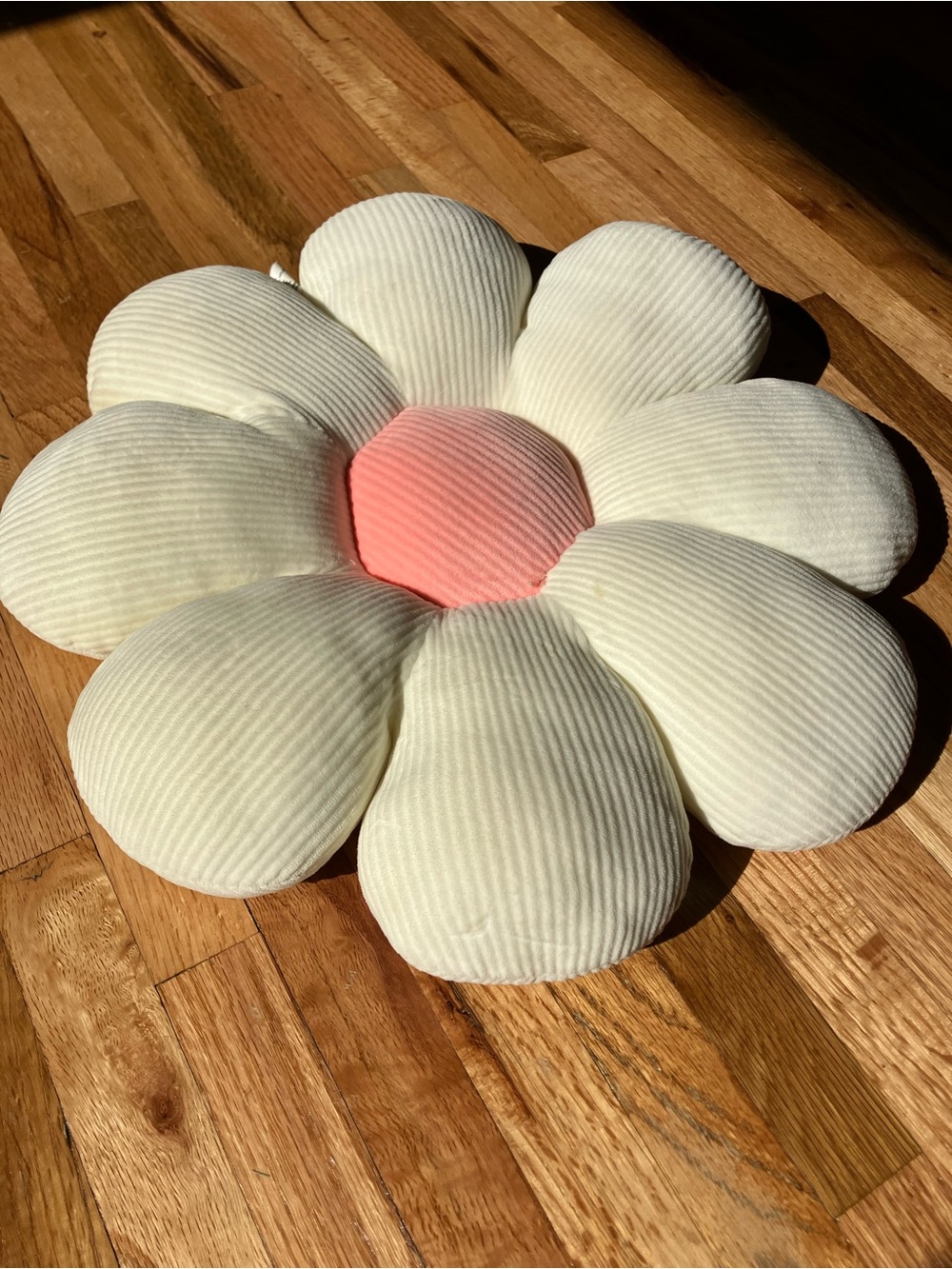 Daisy Flower Petal Decorative Pillow - Cream with Pink Center